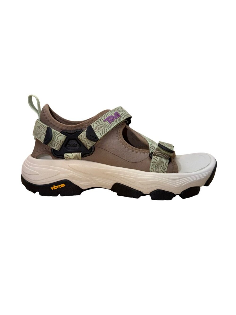 Teva Women’s Brown & Green Fabric Vibram Sole Lite Comf Hiking Sandals Size 9.5